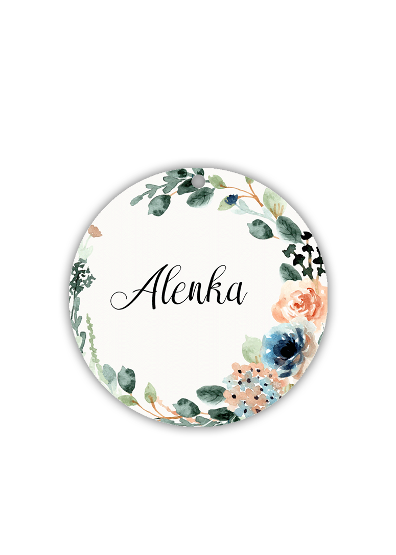 Svatební jmenovky ve tvaru kolečka - Watercolor floral